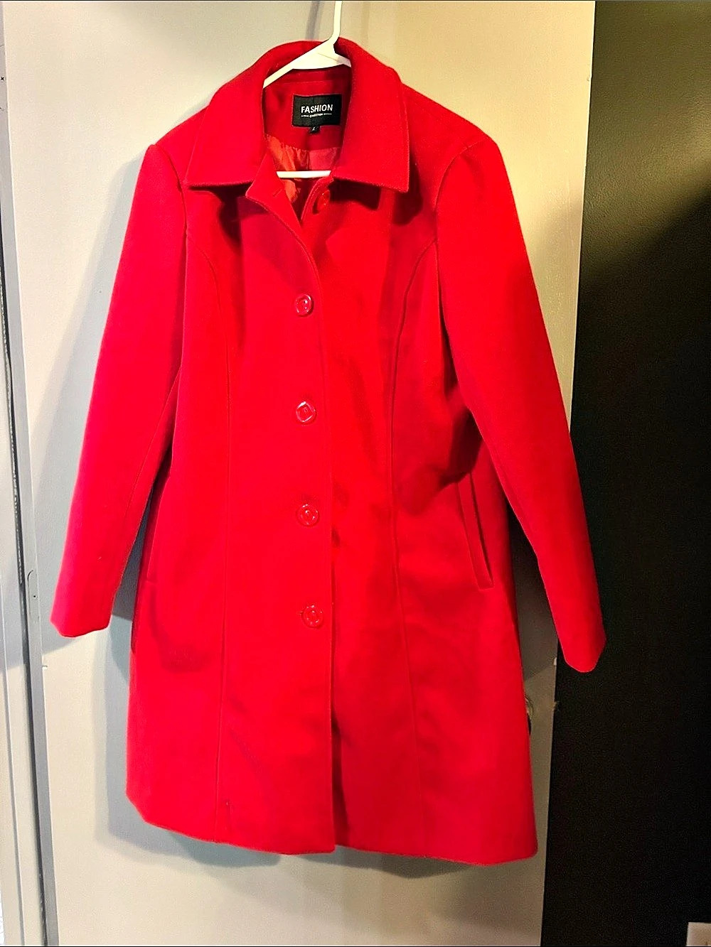 Fashion Collection Red Trench Coat Size Large Like New
